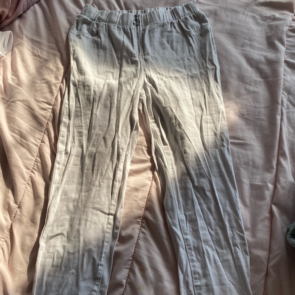 Fashion Nova White Zipper Pants